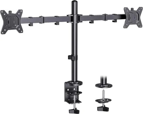 Vista 13 de ErGear - Soporte para dos monitores, resistente y ajustable, montaje de escritorio para monitores de hasta 32 pulgadas, altura totalmente ajustable