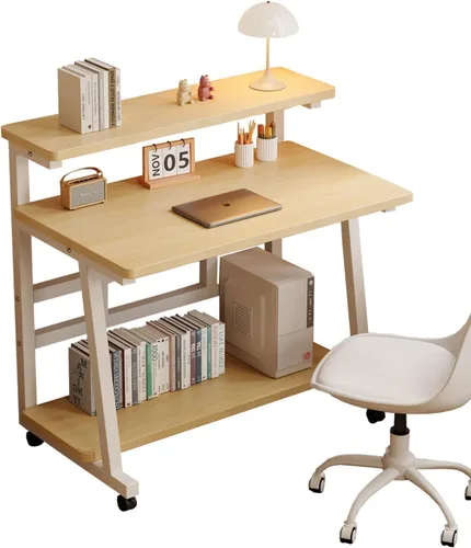 Vista 10 de Escritorio de oficina para el hogar de 31.5 pulgadas para espacios reducidos, escritorio rodante para computadora con ruedas, mesa de estudio