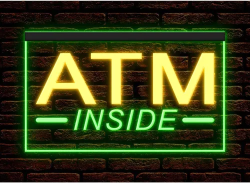 Vista 20 de 120049 ATM Inside 24 Hour Deposit Check Banking Display LED Light Letrero de neón (12 x 8 pulgadas, 16 colores por control remoto)