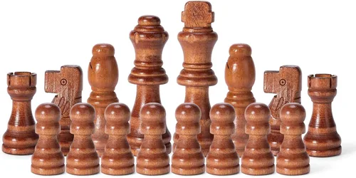 Vista 4 de Solo piezas de ajedrez de madera, 32 piezas de ajedrez de madera Staunton con rey de 3.15 pulgadas, peones de juego de ajedrez para juego de mesa