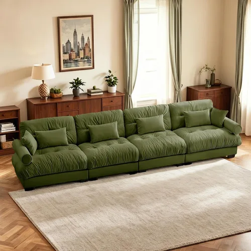 Vista 57 de Sofá biplaza de 93.7 pulgadas, sofá modular de 2 plazas, sofás seccionales grandes de color beige y blanco para sala de estar, juego de sofá