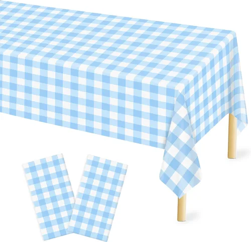 Vista 44 de Mulbozy 2 piezas de mantel de plástico negro para mesa rectangular, 54 × 108 pulgadas, fundas desechables de mesa para fiestas negras