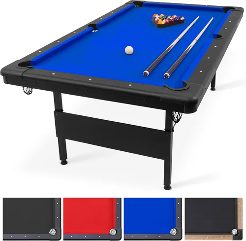 Vista 7 de GoSports 6, 7, or 8 ft Portable Billiards Tables - No Assembly, Includes Set of Balls, 2 Cue Sticks, Chalk, Felt Brush