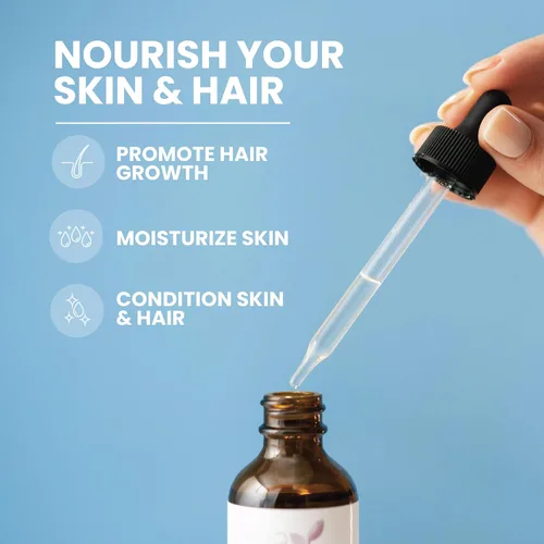 Vista 2 de Eva Naturals Aceite de ricino 100 % puro, prensado en frío para el crecimiento de pestañas, cejas, cabello y pestañas, gotas de suero más gruesas
