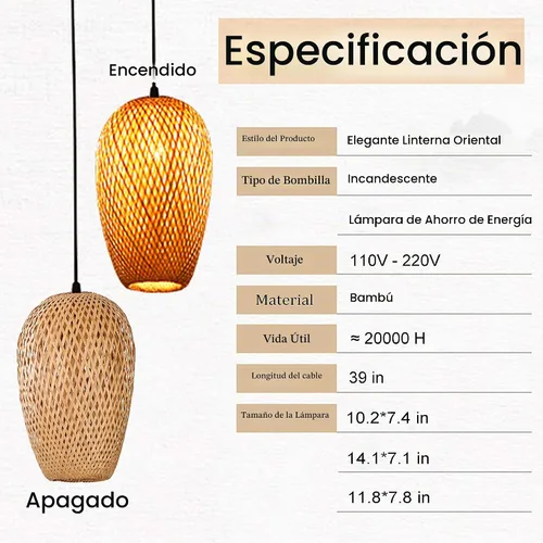Vista 2 de Lámparas de Bambú, 3 Luces E26 E27 Candelabro Retro Rústico de Bambú Mimbre Ratán Lámpara Colgante de Techo para Sala de Estar Dormitorio Casa