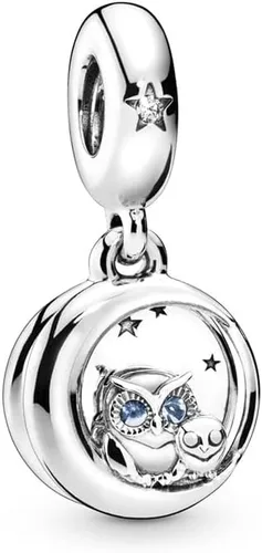 Vista 2 de Dijes de plata de ley 925 para pulseras y collares de animales delfín búho cuentas de viaje para árbol familiar, regalo de joyería para mujeres