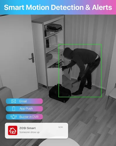 Vista 5 de ZOSI Sistema de cámara de seguridad para el hogar de 8 canales para exteriores, 5MP-Lite de 8 canales H.265+ CCTV DVR y 8 cámaras de vigilancia