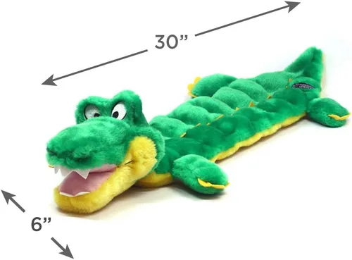Vista 6 de Outward Hound Squeaker Matz - Juguete de peluche para perro, caimán, tamaño XL