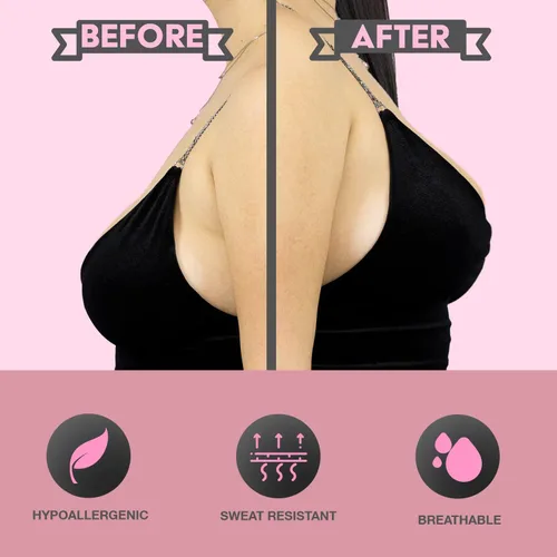 Vista 4 de UbyFit Cinta de pecho transpirable Cinta corporal instantánea para levantamiento de senos para copa A-E, cinta autoadhesiva para realzar cualquier