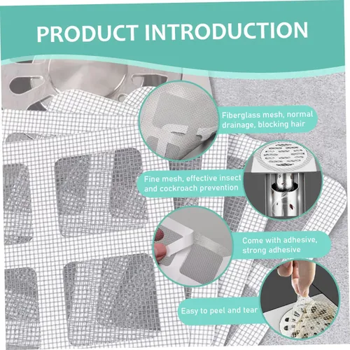 Vista 2 de 100PCS Disposable Drain Hair Catcher, 4x4 inch Fine Mesh Self-Adhesive Shower Filter Cover for Bathroom, Laundry, Kitchen & Sink