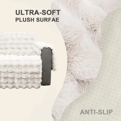 Vista 5 de Funda de felpa y mullida para sofá, de piel sintética, resistente al agua, protector antideslizante de muebles para niños, perros y gatos