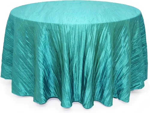 Vista 47 de YOUR CHAIR COVERS - Mantel redondo de 90 pulgadas con arrugas color rubor de tafetán – Elegante mantel brillante para bodas, fiestas y eventos
