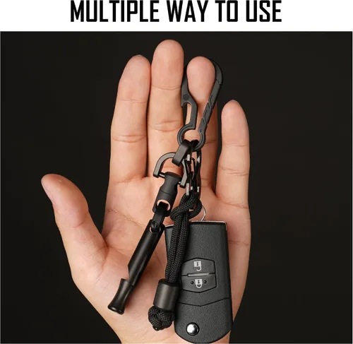 Vista 2 de KeyUnity KM14BK Titanium EDC Abridor de botellas Llavero Clip con anillo D y anillo dividido de titanio KA02BK BundleV
