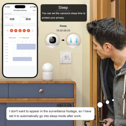 Vista 5 de Cámara de seguridad interior 2K Pet Camera 2.4 GHz Dog Camera Blanco App Motion Detection Auto Tracking Alarm Live Notice Schedule Default