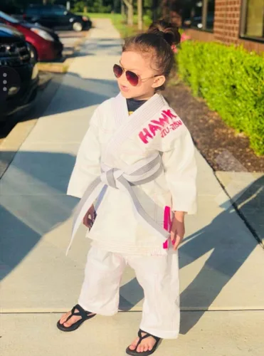 Vista 8 de Jiu Jitsu brasileño, para niños, Jiu Jitsu Gi Children BJJ Gi Grappling Kimonos, cinturón blanco ligero, Blanco