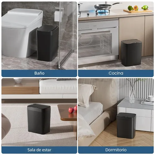 Vista 8 de Vanpopubs Paquete de 2 Botes de Basura de Baño de 2.7 Galones con Tapa, Bote de Basura Automático Pequeño Inteligente sin Contacto, Sensor