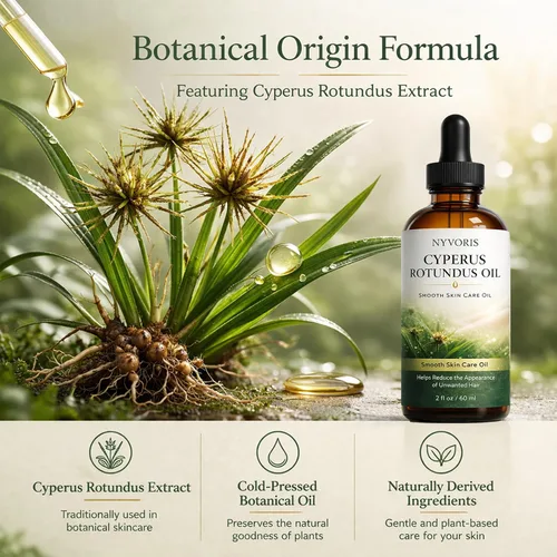 Vista 3 de wuliao NYVORIS Cyperus Rotundus - Aceite orgánico de ciprés rotundus prensado en frío para ayudar a reducir la apariencia de cabello no deseado