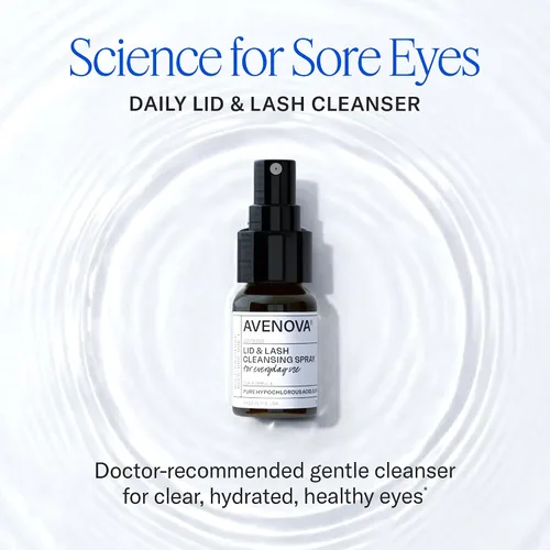 Vista 2 de Avenova Spray limpiador de párpados y pestañas, espray suave y puro de ácido hipocloroso para irritación ocular, limpiador diario de pestañas