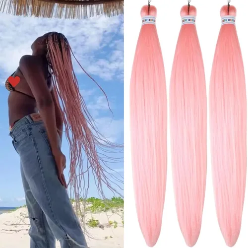 Vista 29 de Cabello trenzado para niños preestirado de 16 pulgadas, color negro para niños, trenzas sin nudos