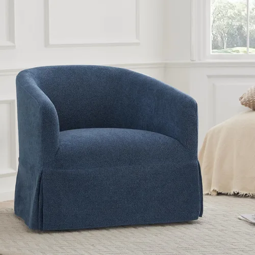 Vista 5 de KISLOT Silla giratoria moderna, silla de barril, azul marino