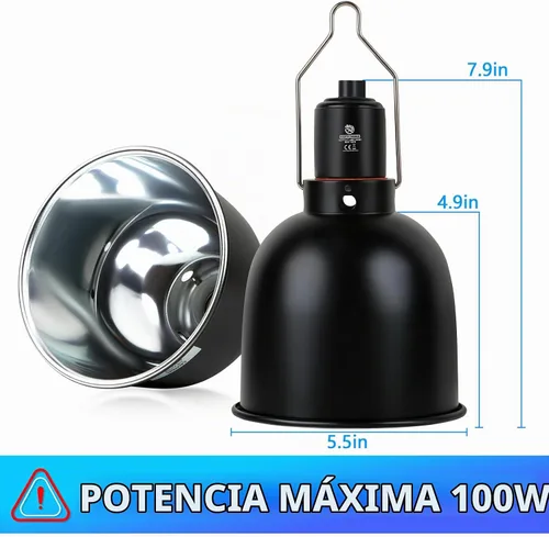 Vista 2 de Accesorio de Luz para Reptiles, Accesorio de Lámpara de Calor de Cúpula Profunda con Reflexión Óptica de 5.5 pulgadas, Accesorio de Lámpara de Calor