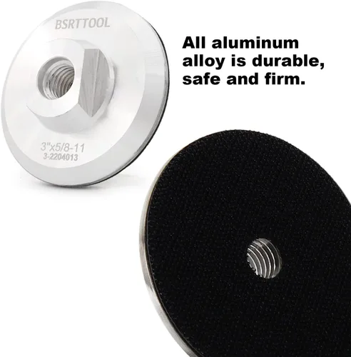 Vista 4 de Almohadilla de respaldo de aluminio de 3 pulgadas, almohadilla de respaldo de gancho de 5/8 "-11 roscas para amoladora angular (3 pulgadas)