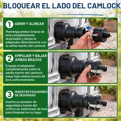 Vista 5 de IBC - Adaptador de mano, Camlock hembra de 2 pulgadas a NPT macho de 3/4