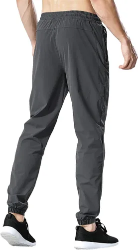 Vista 2 de ZIWOCH Pantalones deportivos para hombre, cintura elástica, pantalones de correr, entrenamiento, secado rápido, con bolsillos con cremallera