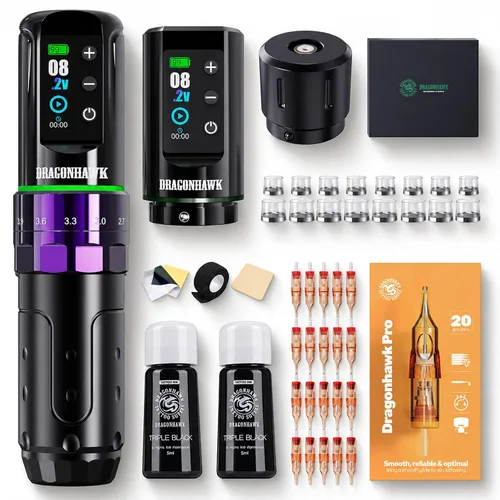 Vista 16 de Dragonhawk Kit de tatuaje inalámbrico L3 Motor Mcore-L3 Kit negro + 2