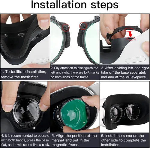 Vista 7 de RCGEEK Myopia Glasses Lenses for Oculus Quest 2 VR Lens Insert for Oculus Quest 2 Double Protection Easy to Install Vision Correction Lenses -20D