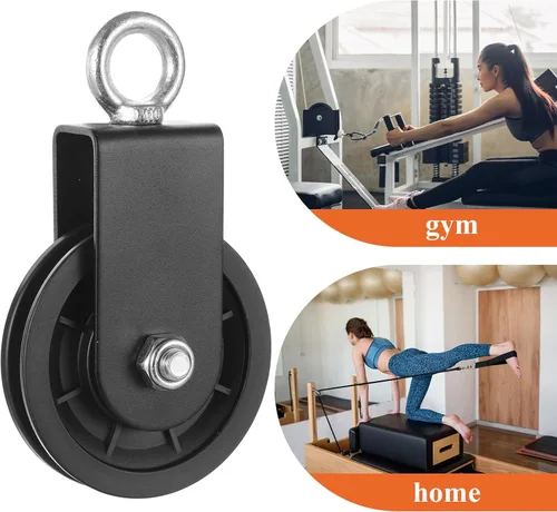 Vista 6 de Paquete de 4 ruedas de polea de cable silenciosas, sistema de polea de gimnasio resistente de 3.543 in con rotación de 360°, rodamientos de acero