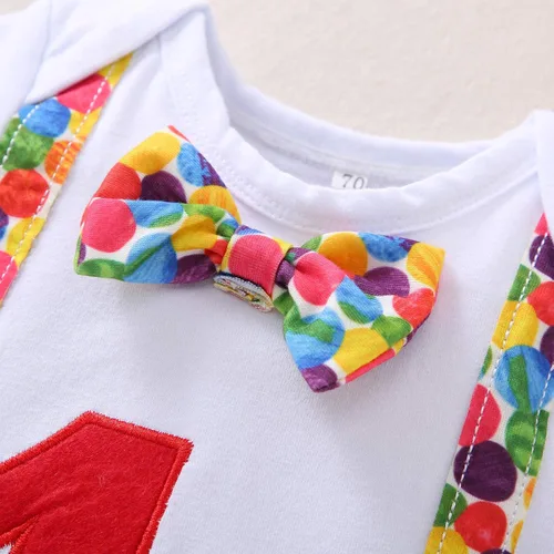 Vista 39 de IDOPIP Traje formal para bebé niño para el primer cumpleaños de Cake Smash con corbatín y tirantes y pantalones cortos para sesión de fotos