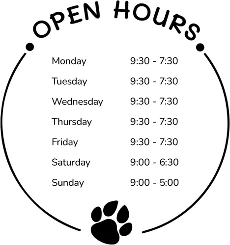 Vista 2 de Calcomanía personalizable con diseño de horario de tienda comercial, calcomanía circular de horas de tienda personalizada, horarios de tienda