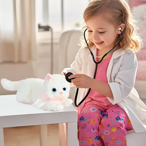 Vista 5 de Latocos 10 piezas de disfraz de veterinario para niños, kit de juego de doctor veterinario para niños pequeños, abrigo de gato para niños y niñas