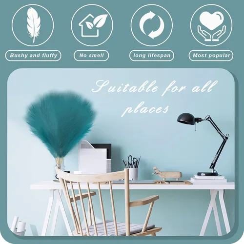 Vista 8 de 8 piezas de hierba de pampa sintética de decoración bohemia – Ramas de hierba artificial de la pampa de 18 pulgadas para rellenos de jarrones