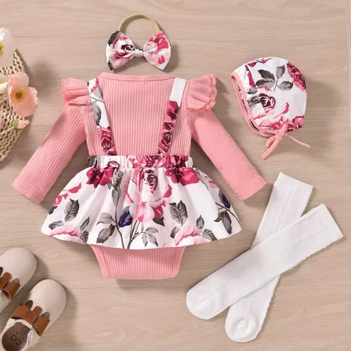 Vista 94 de Unutiylo Ropa de bebé recién nacida prematura con tirantes, traje de otoño e invierno, traje de manga larga con volantes