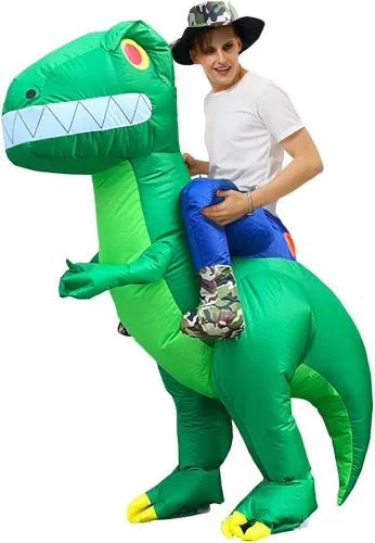 Vista 2 de Disfraz inflable para niños, disfraces inflables de Halloween, disfraz inflable de tiranosaurio Rex, disfraces de explotar