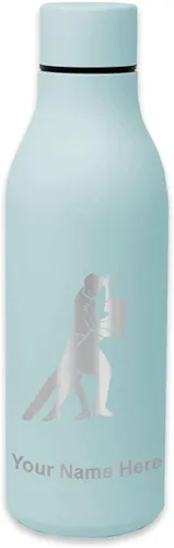 Vista 8 de LaserGram Botella de agua de acero inoxidable de doble pared, bailarines de salsa, grabado personalizado incluido