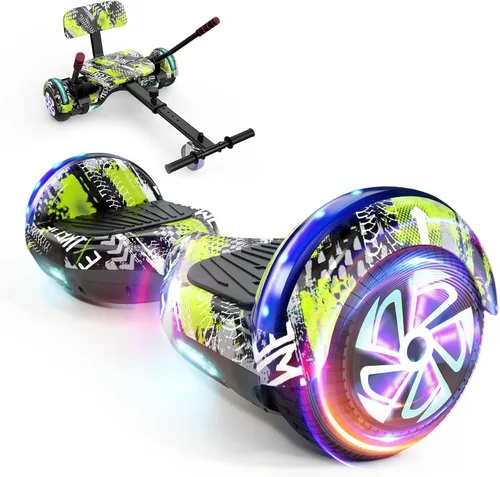 Vista 11 de LIEAGLE Self-Balancing Scooter with Seat Attachment Adjustable Frame All-Terrain Go Kart with LED Lights, Bluetooth Speaker, 7.75 MPH Max Speed