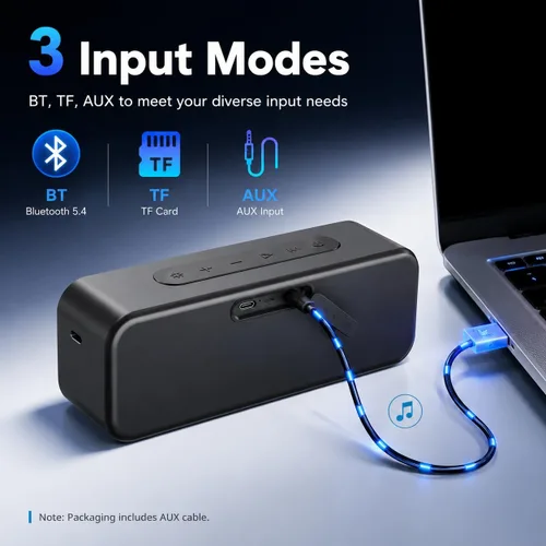 Vista 15 de IKT Altavoz Bluetooth portátil, sonido HD de 20 W, IPX7 impermeable, inalámbrico, gran sonido y graves profundos, emparejamiento TWS, 30 horas