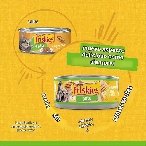 Vista 2 de Purina Friskies Country Style Dinner - Alimento húmedo para gatos, (24) latas de 5.5 onzas
