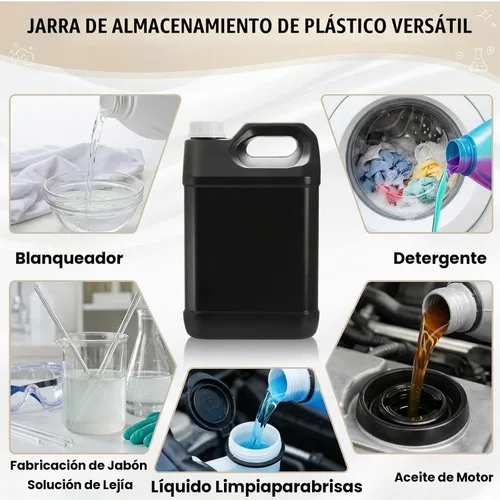Vista 5 de Hacaroa Paquete de 3 jarras de aceite de motor de plástico con tapa, contenedor de almacenamiento estilo F de 1 galón con mango ergonómico, jarra