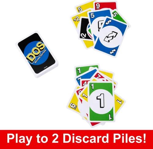 Vista 3 de Mattel Games DOS Juego de cartas de segunda edición para niños y familias, baraja accesible para daltónicos para grupos y fiestas