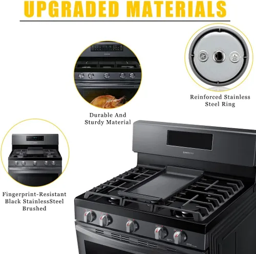 Vista 3 de GTPARTS DG64-00473B Perillas de estufa compatibles con estufa de gas Samsung, reemplazos de horno, quemador de gas, pomos negros con anillo en D
