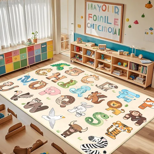 Vista 18 de Alfombras infantiles para sala de juegos, alfombra ABC de 2.5 x 4 pies para niños pequeños, alfombra de aprendizaje educativo, alfombra