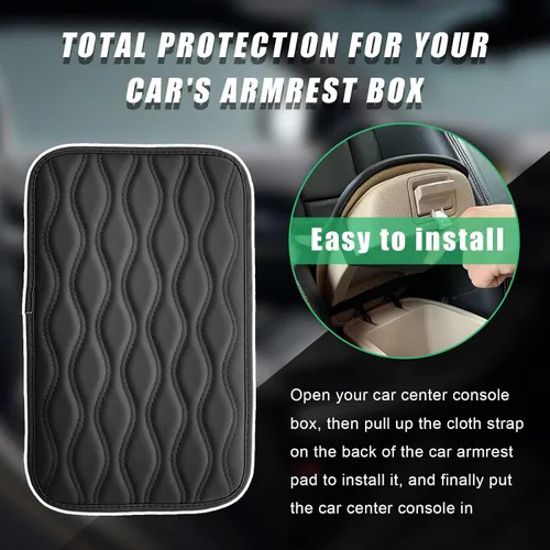 Vista 6 de Dickno - Almohadilla para consola central de automóvil, funda impermeable para reposabrazos de auto, cojín protector de reposabrazos de piel