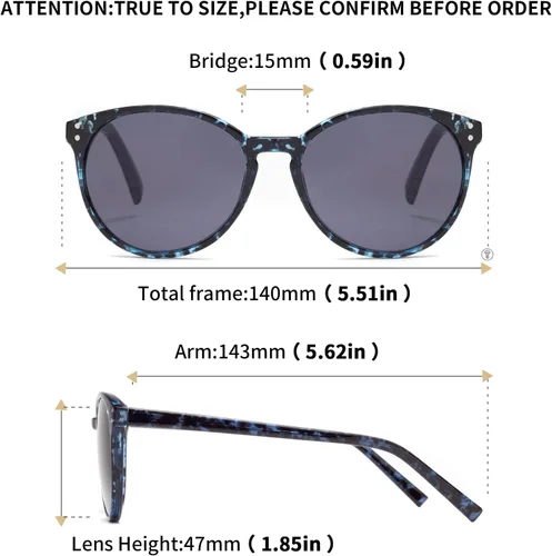 Vista 7 de Amorays Lentes de sol progresivos de lectura multienfoque para mujer, protección UV, parte superior multifocal, lectores solares trifocales