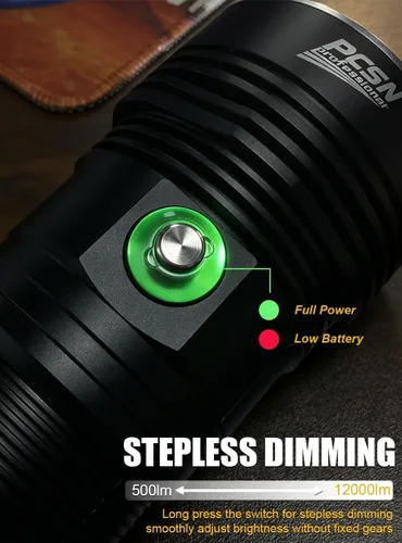 Vista 6 de PFSN Dive Light Scuba Diving Flashlight, Professional Underwater Flashlight IPX68 Waterproof, Super Bright Diving Torch Best Gear for Diver