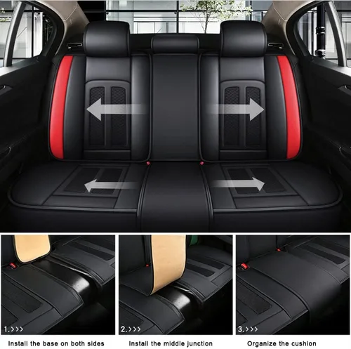 Vista 6 de Juego completo de fundas de asiento de automóvil compatibles con Honda N-Box jf2, cobertura completa, transpirable e impermeable, juego completo