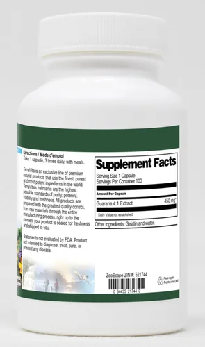 Vista 2 de Guaraná 4: 1 – 450 mg (100 °Cápsulas, Zin: 521744), 1